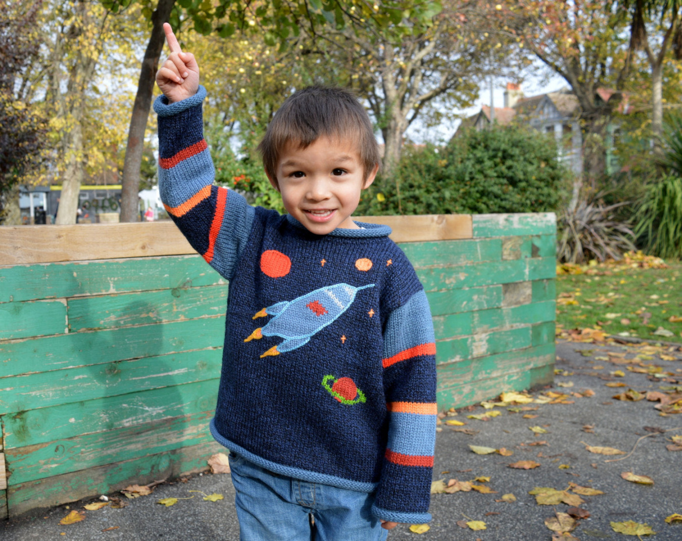 Boy Alpaca Jumper Rocket motif, Boy Sweater/Pullover, Knitted