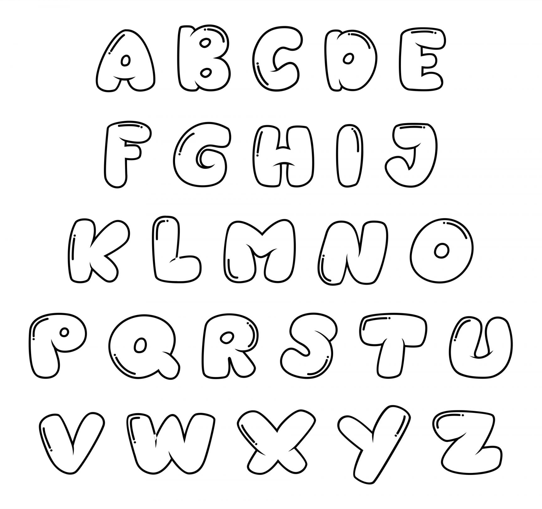 Bubble Letters Alphabet  Bubble letter fonts, Lettering alphabet