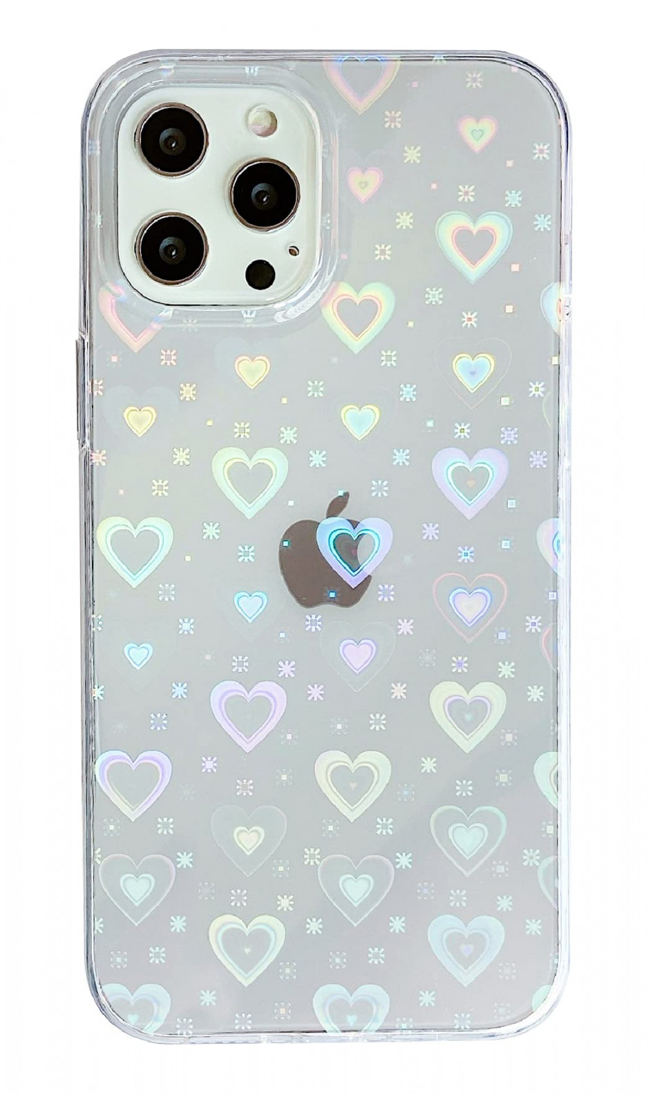 Caseative Love Heart Laser Bling Glitter Clear Soft Compatible with iPhone  Case for Women Girls (Clear, iPhone )