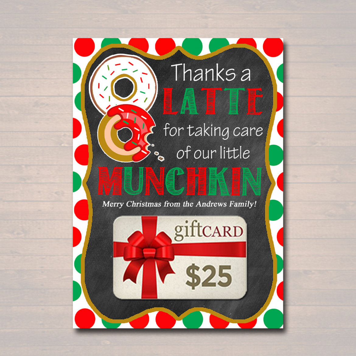 Christmas Thanks a Latte Coffee Donut Gift Card Holder — TidyLady