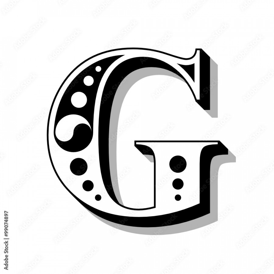 Classic vintage font, letter G, vector