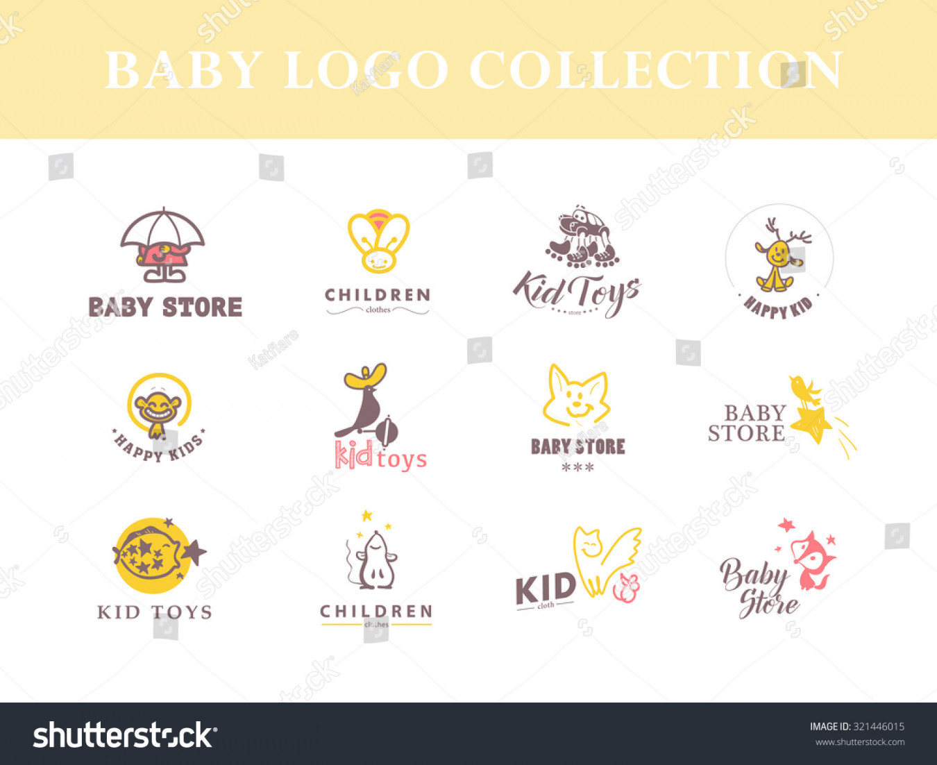 Collection Baby Logo Kids Fashion Label: Stockillustration