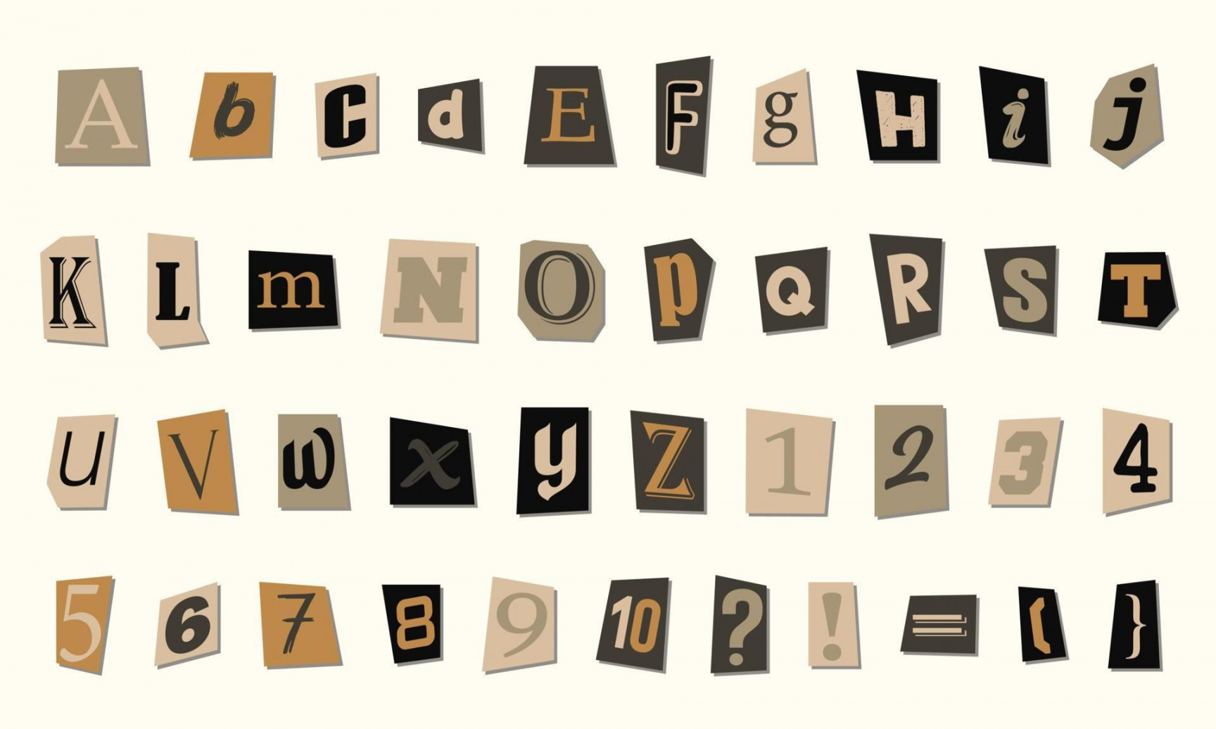 Collection of vintage style Paper Letters