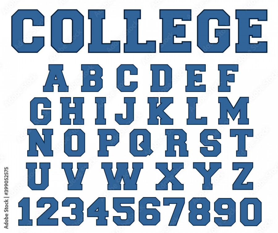 College font vector blue color  layers