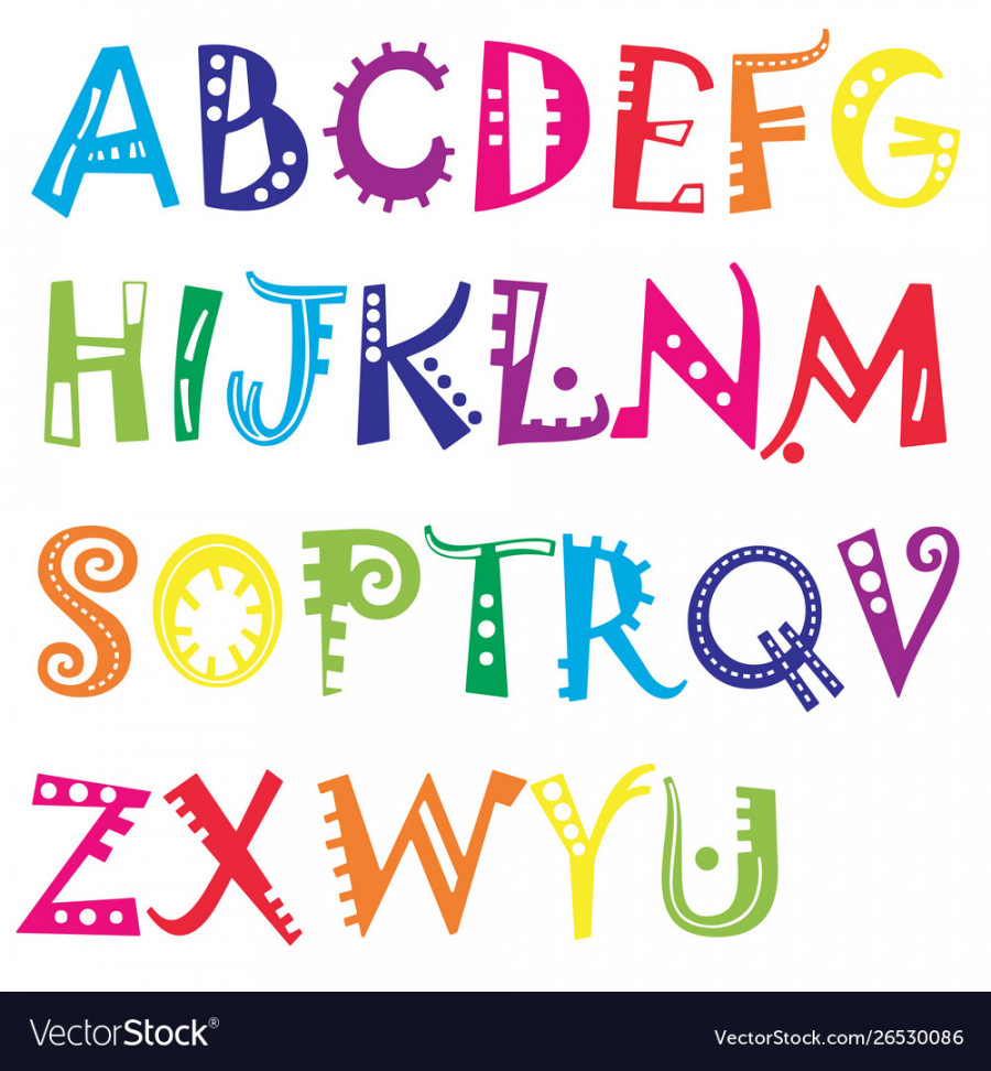 Cute funny kids alphabet font Royalty Free Vector Image