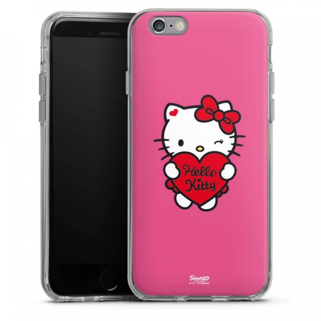 DeinDesign Silikon Hülle kompatibel mit Apple iPhone  Case transparent  Handyhülle Hello Kitty Fanartikel Herz