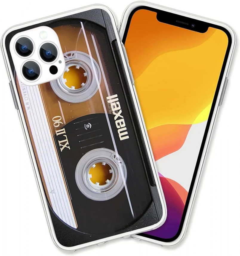 Design für iPhone  Pro Max, Vintage er er Retro Musik Kassette  Mixtape iPhone Hülle Schutz Stoßfest TPU Clear Case Cover für Männer &  Frauen