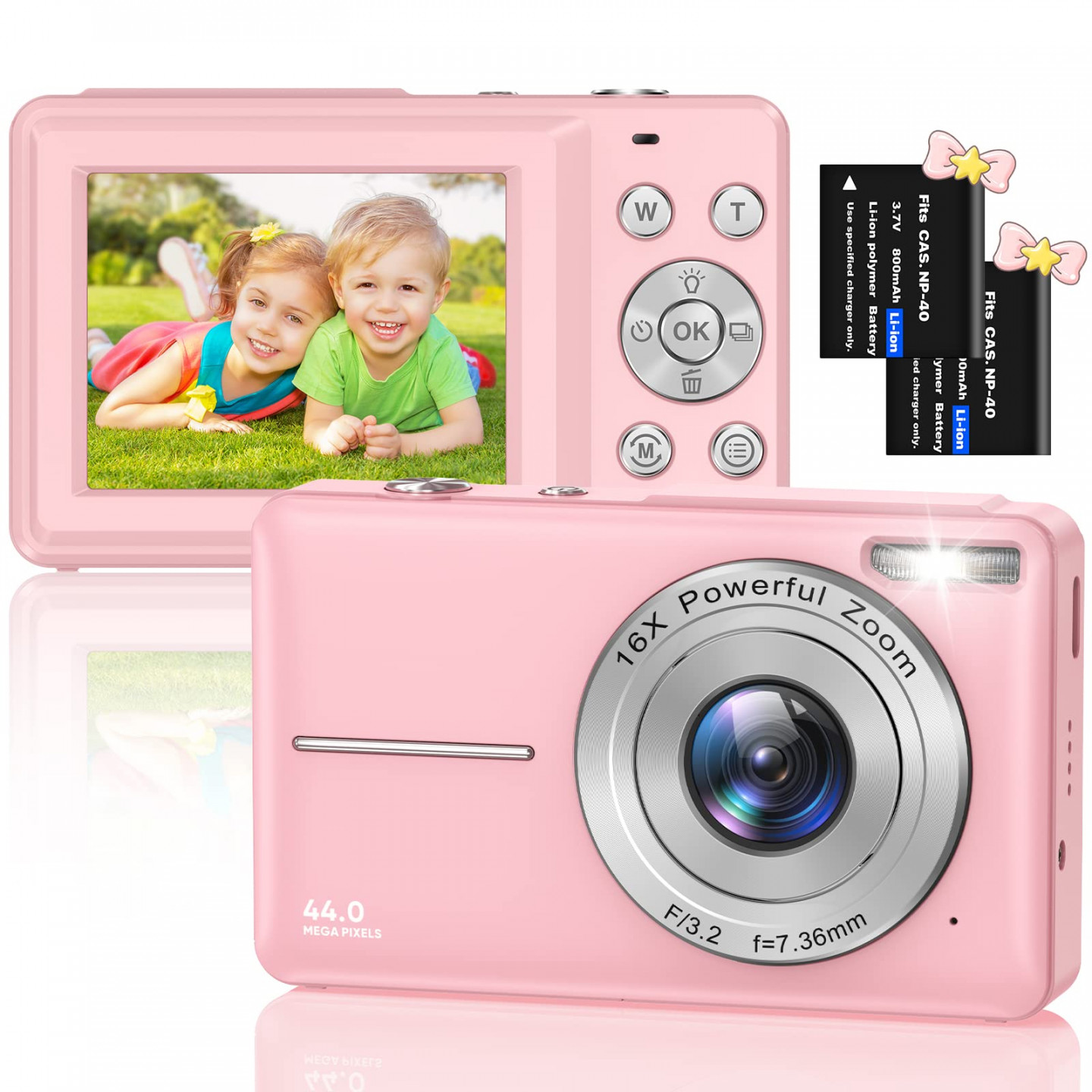 Digitalkamera, HD P MP Fotokamera Kompaktkamera, Mini Digitalkameras,  Wiederaufladbare Digital Kamera mit X Digitalzoom für Kinder,