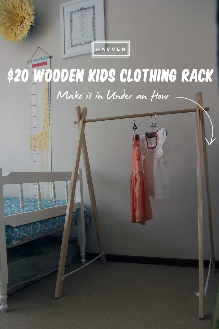 DIY $ Wooden Kids Clothing Rack Make in Under an Hour  Kids