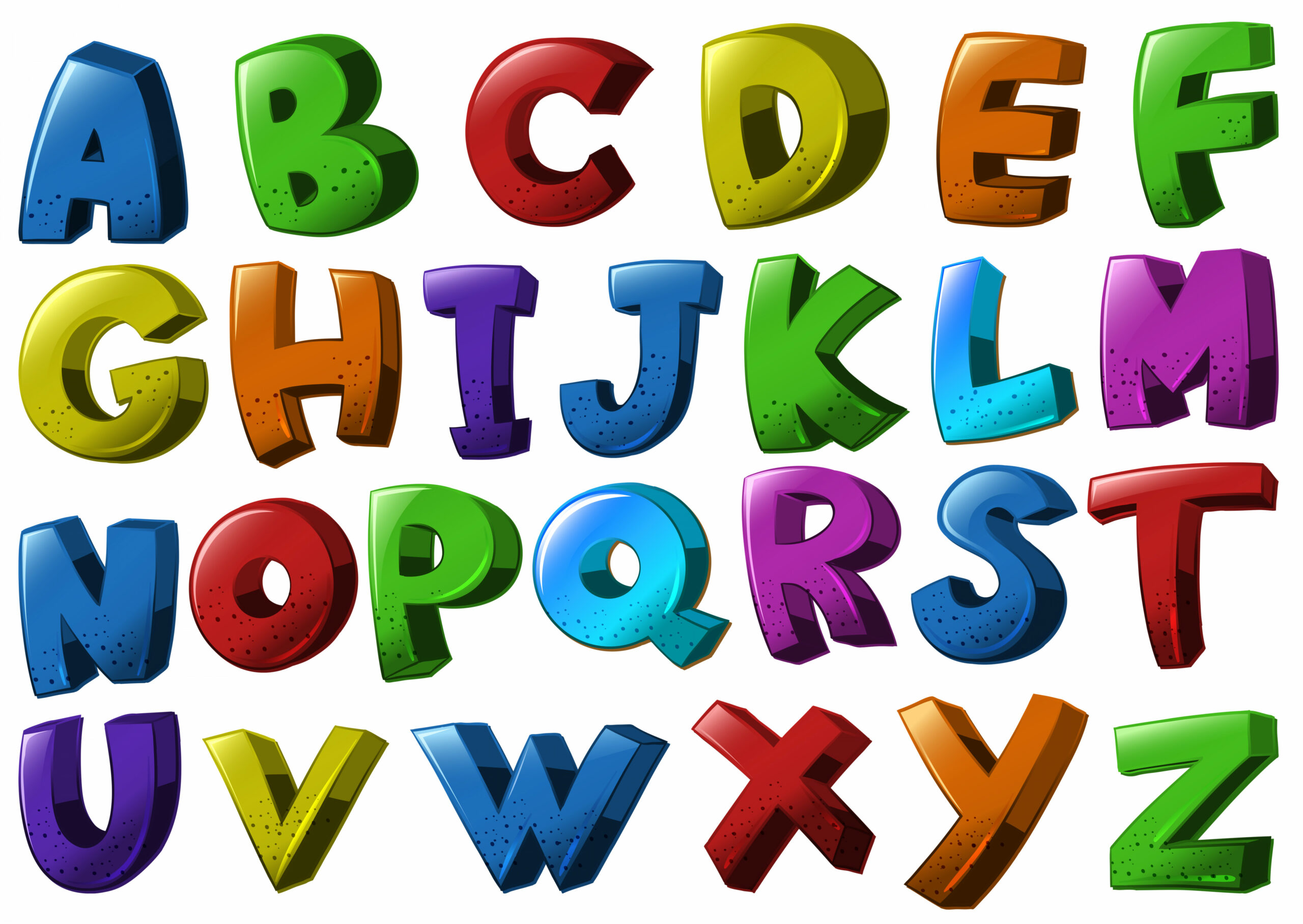 English alphabet fonts in different colors  Vector Art at