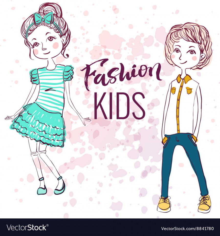 Fashion style kids Royalty Free Vector Image - VectorStock