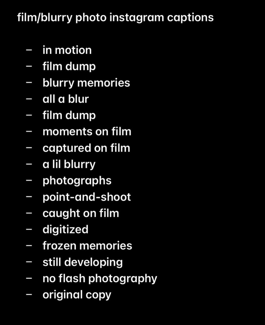 film photo caption  One word instagram captions, Clever captions