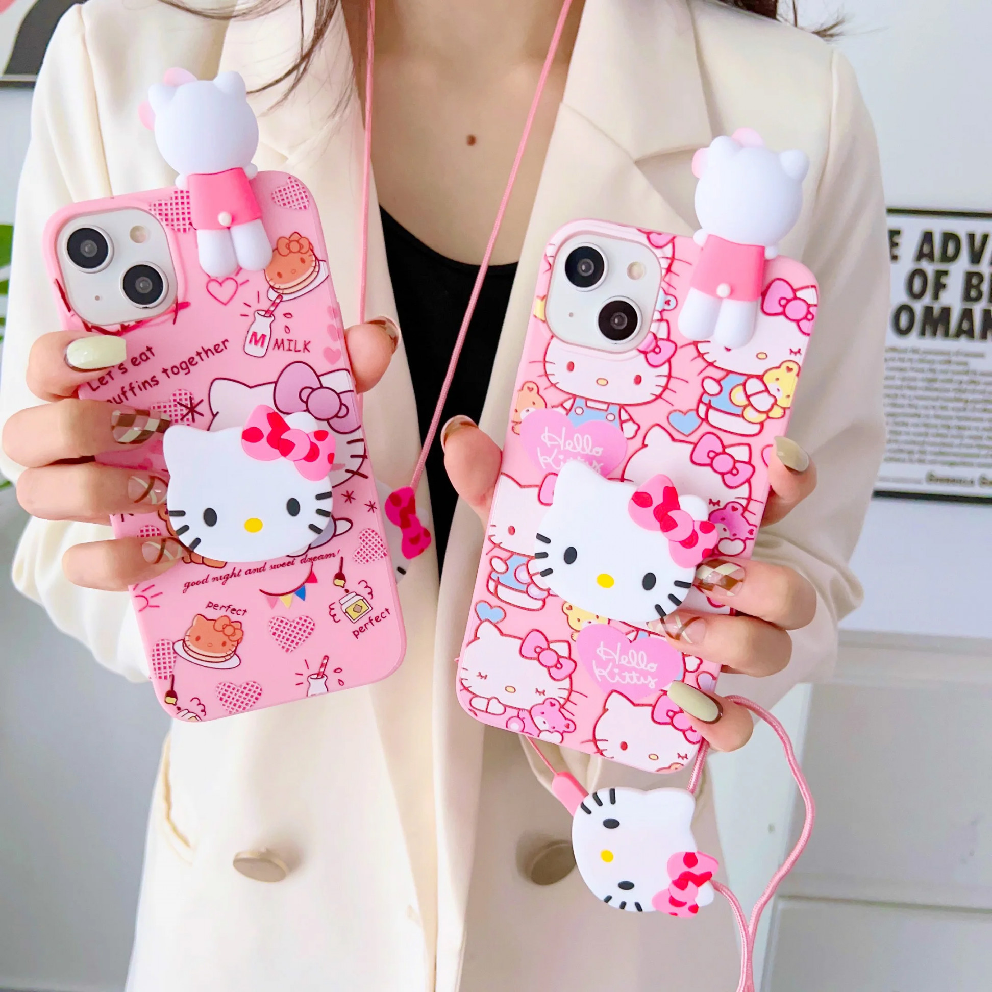 For Vivo Ys YA Y Y Y Y Ys V VPro Hello Kitty Phone Case  With Holder Rope