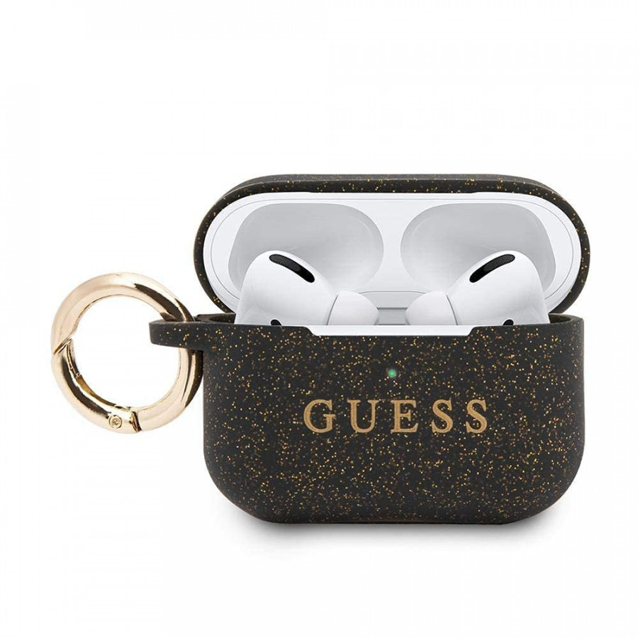 Guess Silicone Cover for Airpods Pro, Black, GUACAPSILGLBK