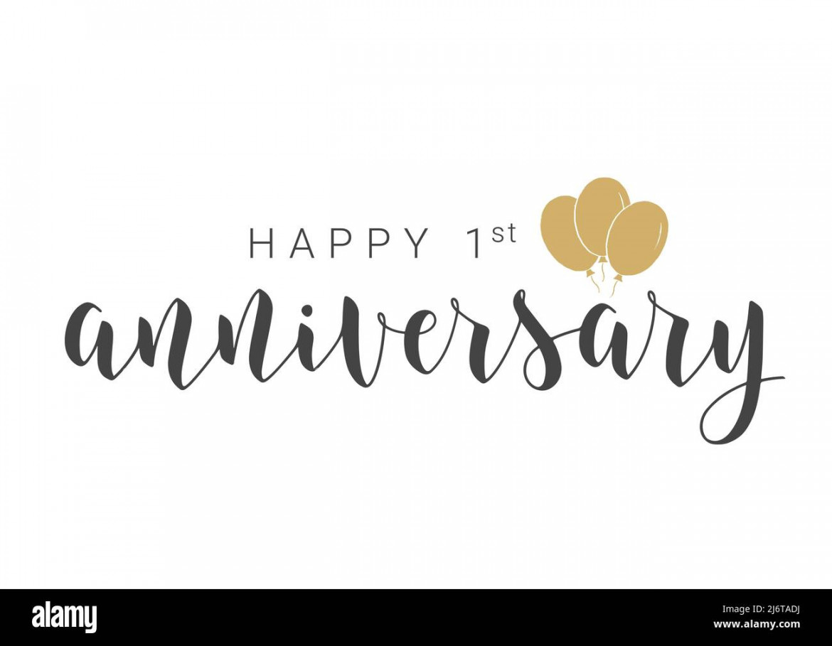 Handwritten Lettering of Happy st Anniversary