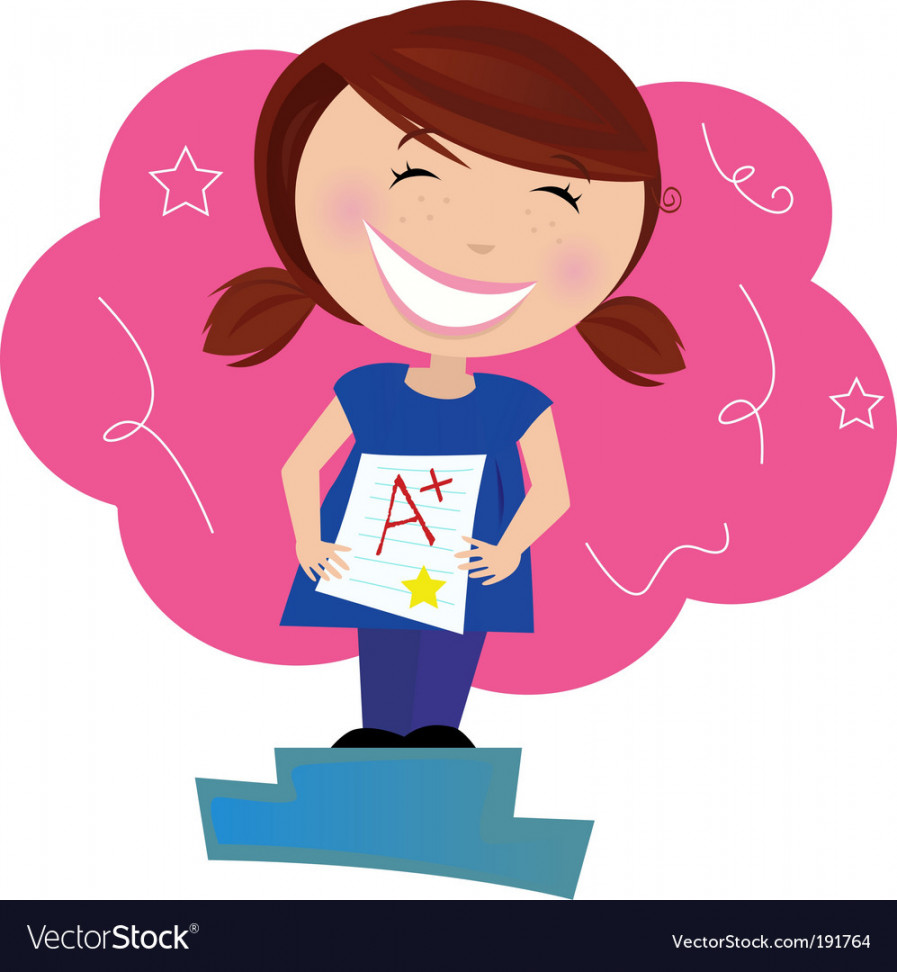 Happy small child dreaming about good grades Vector Image