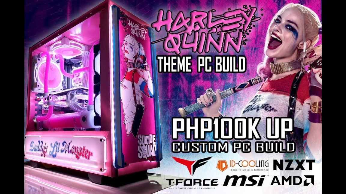 Harley Quinn Custom PC build, Ryzen  300X, MSI x50 Gaming Edge Wifi,  Tforce Knight Hawk, GTX