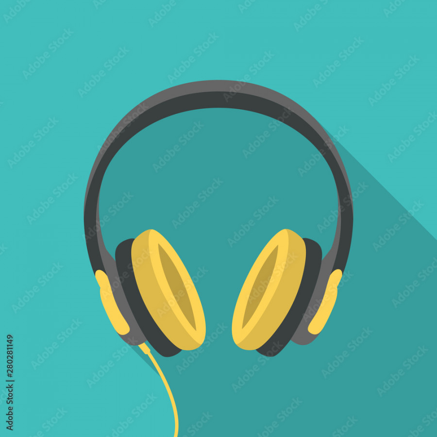 Headphones dj computer music beats sign icon symbol flat design