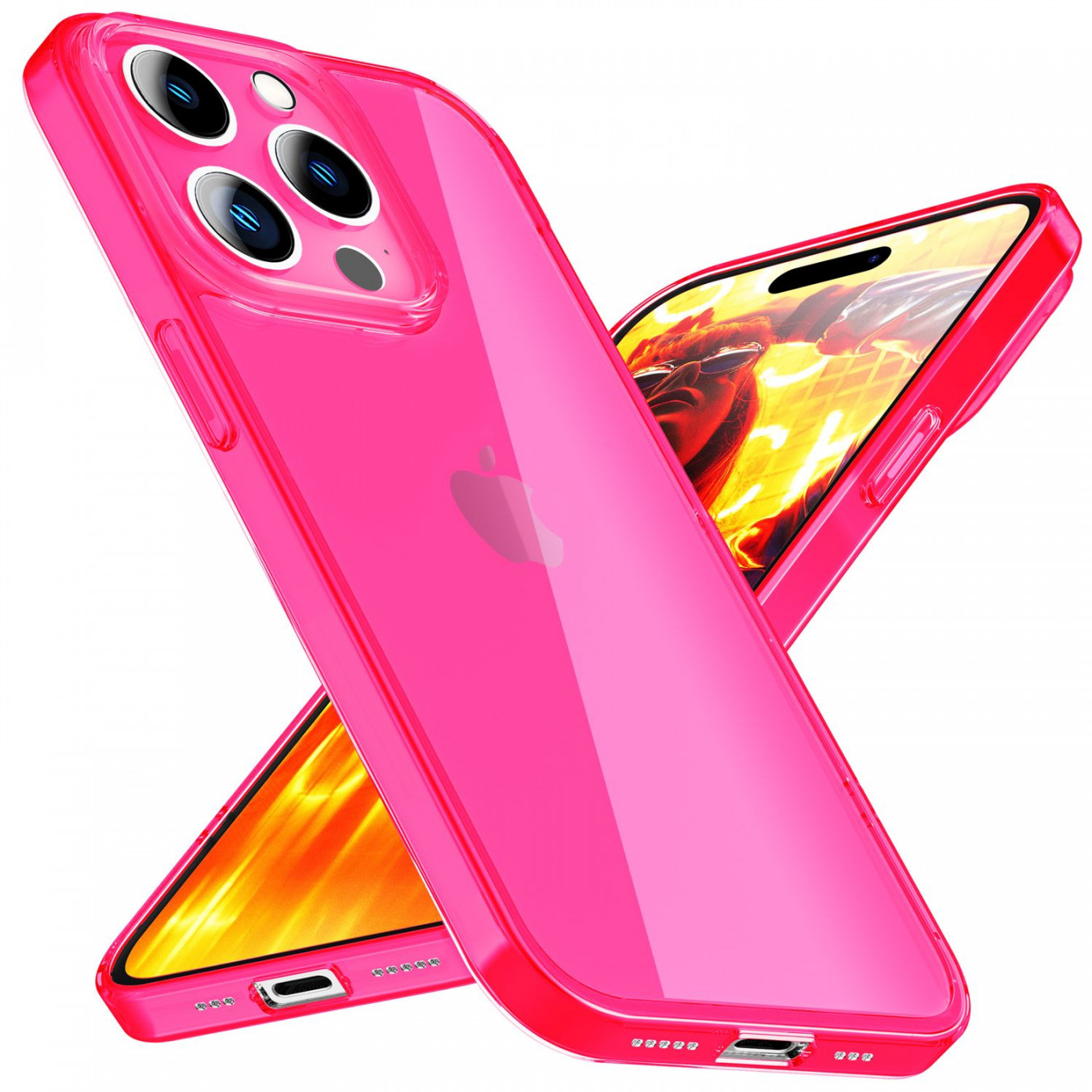 Hülle Neon Klar für iPhone  Pro Max Bunt Leuchtend Silikon Handyhülle TPU  Case