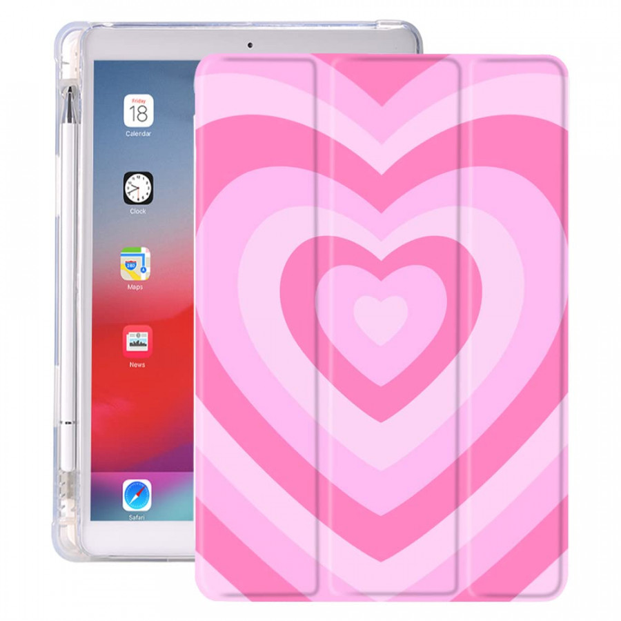 Idocolors Pad Case Pink Love Heart Cases Cute Abstrakt Anti-Scratch  Stoßfest mit Stifthalter Leichte Smart Trifold Ständer Hülle für  Zoll  iPad