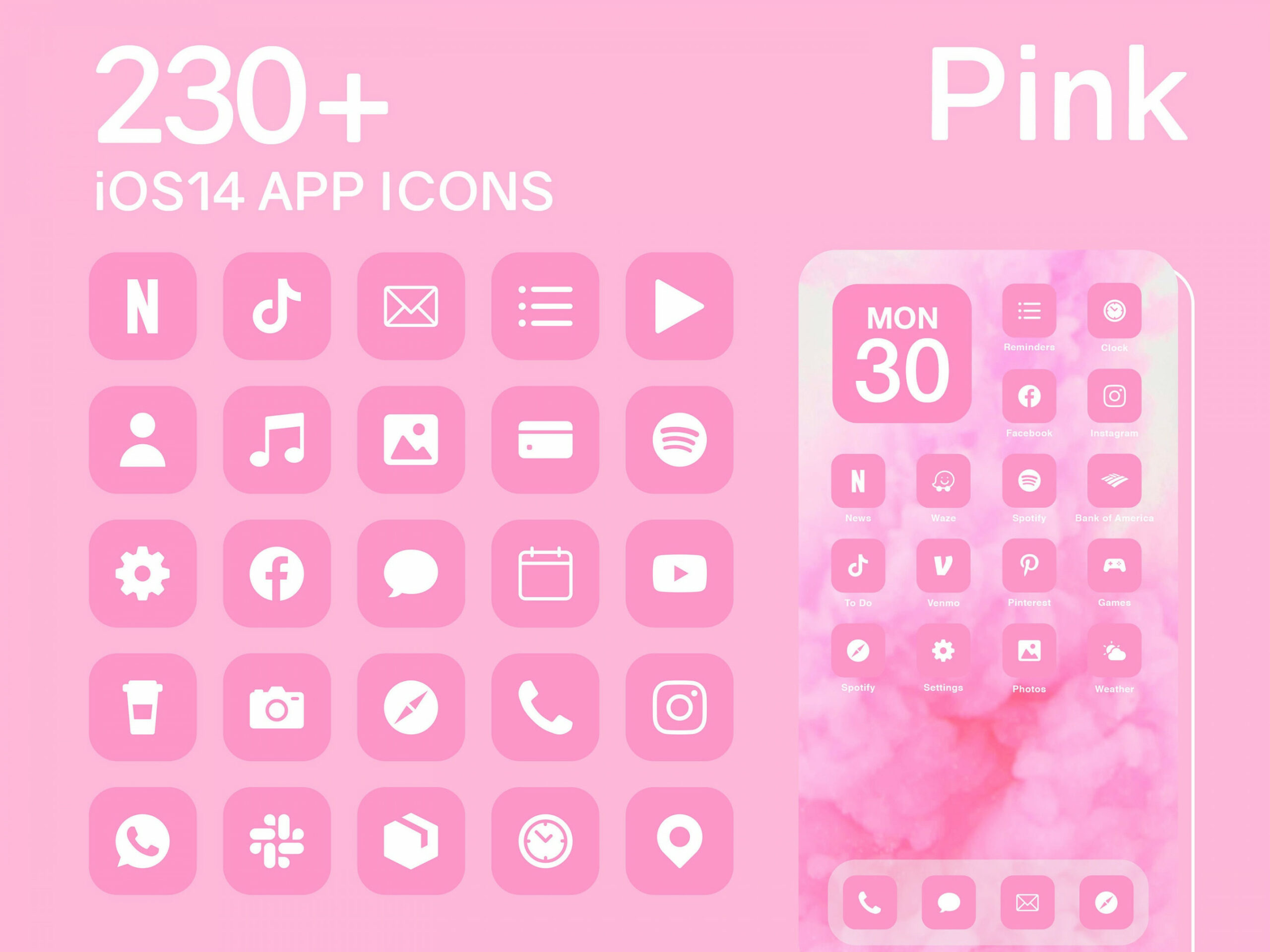 IOS Pink App Icons  Rosa Minimal iOS  Modern Icon Pack - Etsy