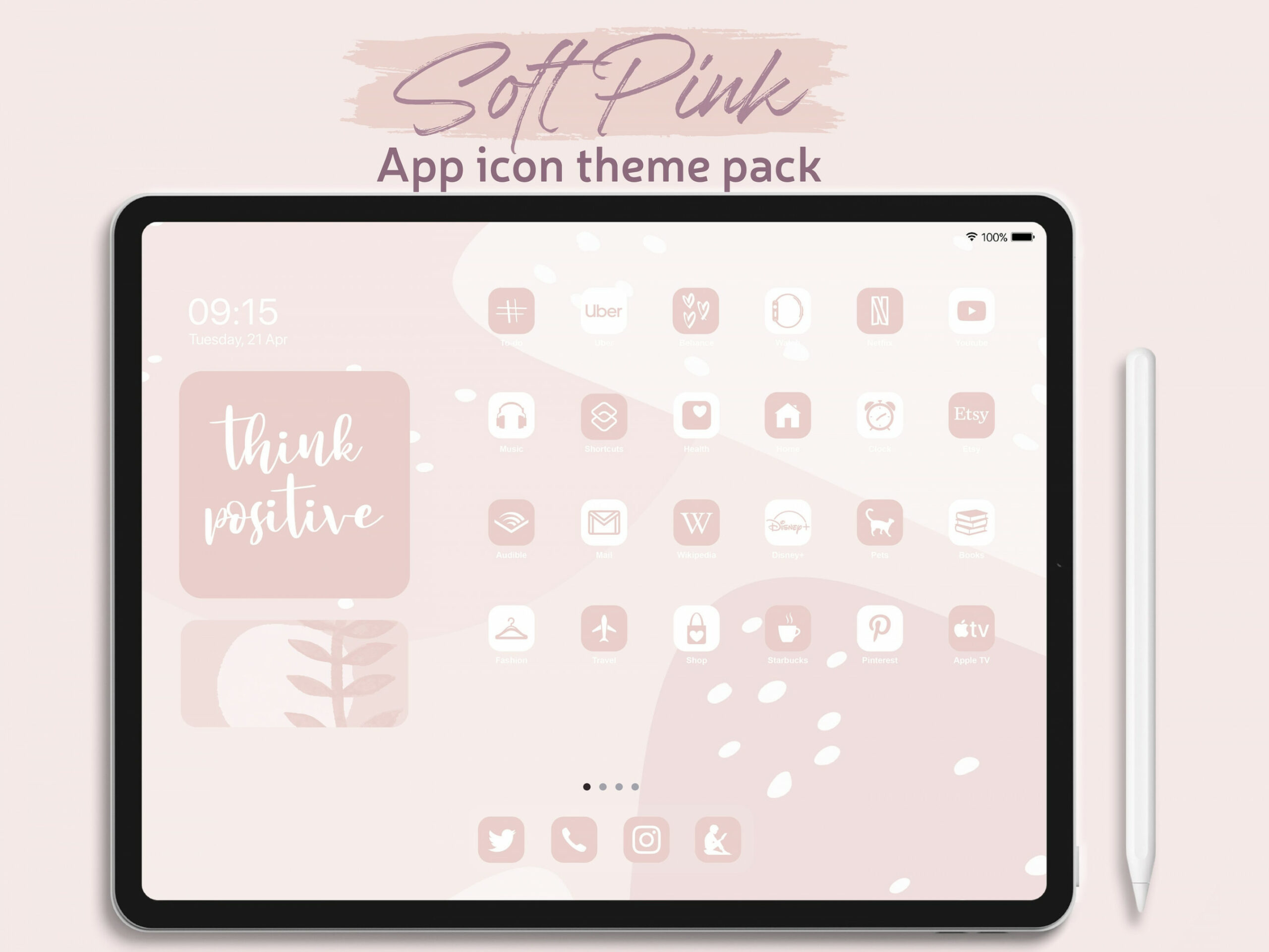 IPad Soft Pink App Icons Theme Pack, iPadOS  Pink & White Farbe