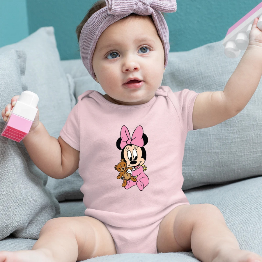 Kawaii Baby Minnie Maus Strampler Disney Ästhetischen Cartoon Neugeborenen  Baby Mädchen Kleidung Mode Süße Stil Infant Body Dropship