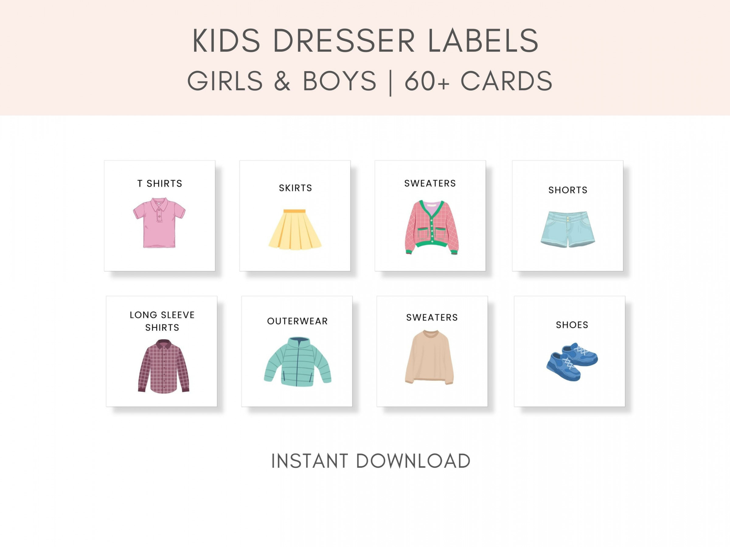 Kids Dresser Labels, Clothing Labels, Kids Clothing Labels