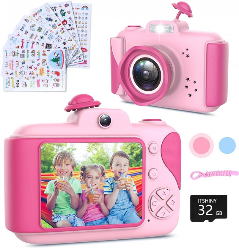 Kinderkamera - Digitalkamera Kinder mit , Zoll Großbildschirm P HD  1MP Eingebaute GB SD-Karte USB Wiederaufladbare Selfie Kamera für -