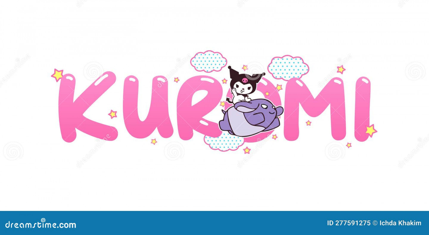 Kuromi Lettering Fonts with Character Designs Stock Vector