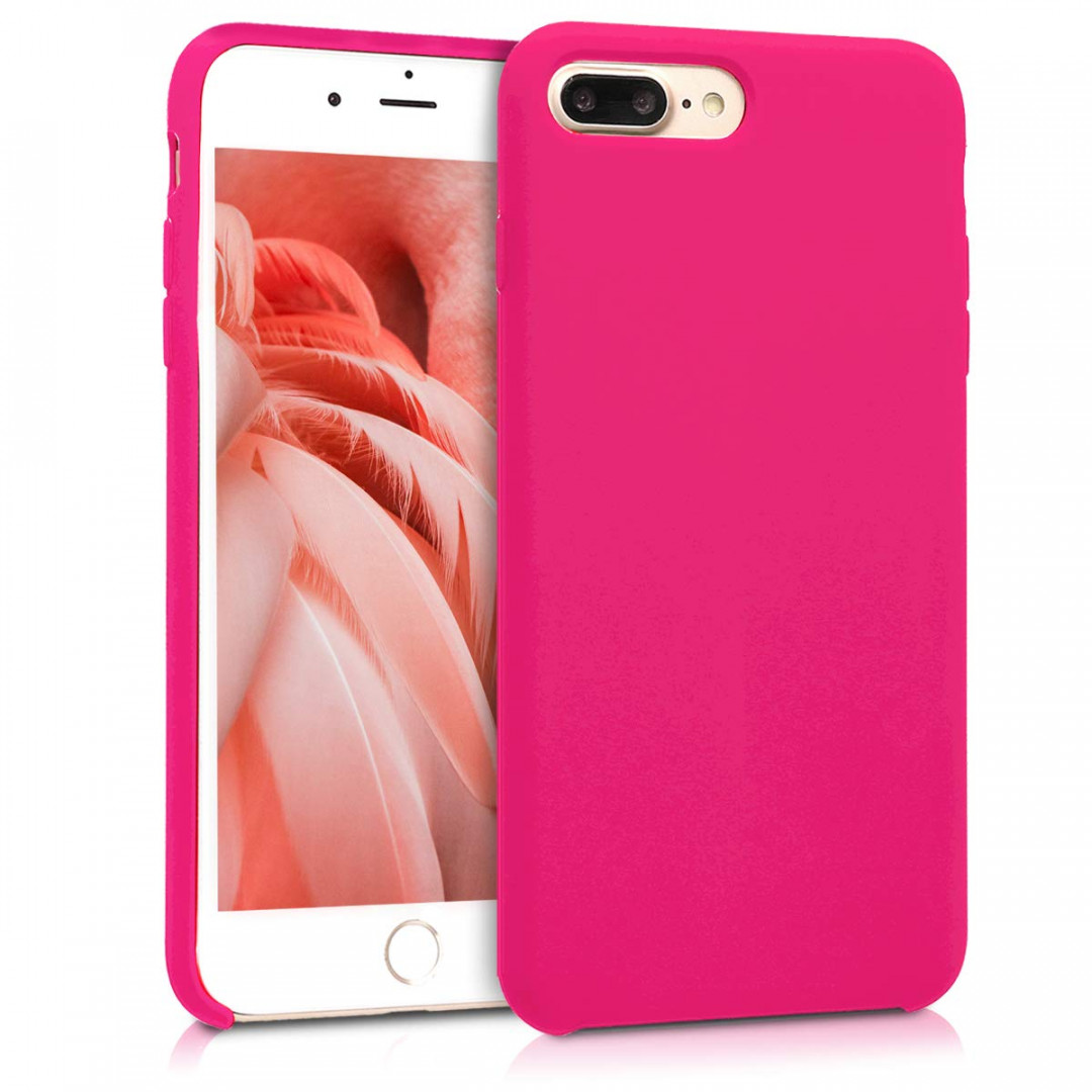 kwmobile Hülle kompatibel mit Apple iPhone  Plus/iPhone  Plus Hülle -  Silikon Handy Case - Handyhülle weiche Oberfläche - kabelloses Laden - Neon