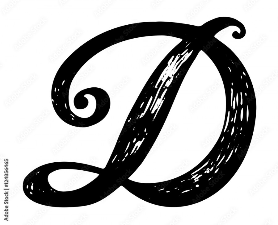 Letter D. Calligraphy alphabet typeset lettering