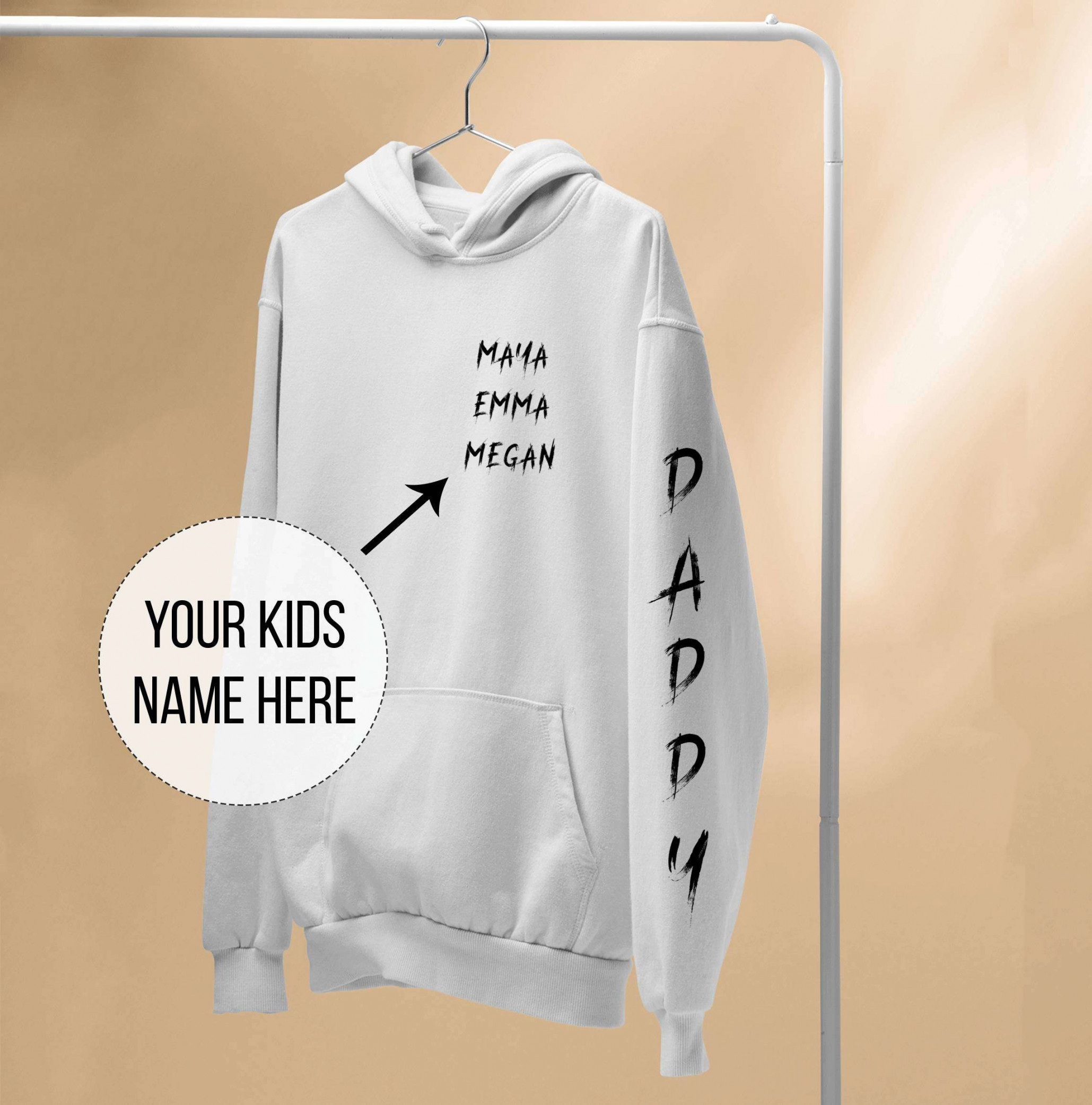 Mommy Daddy, Custom Names, Sleeve Print, Matching Family Hoodies