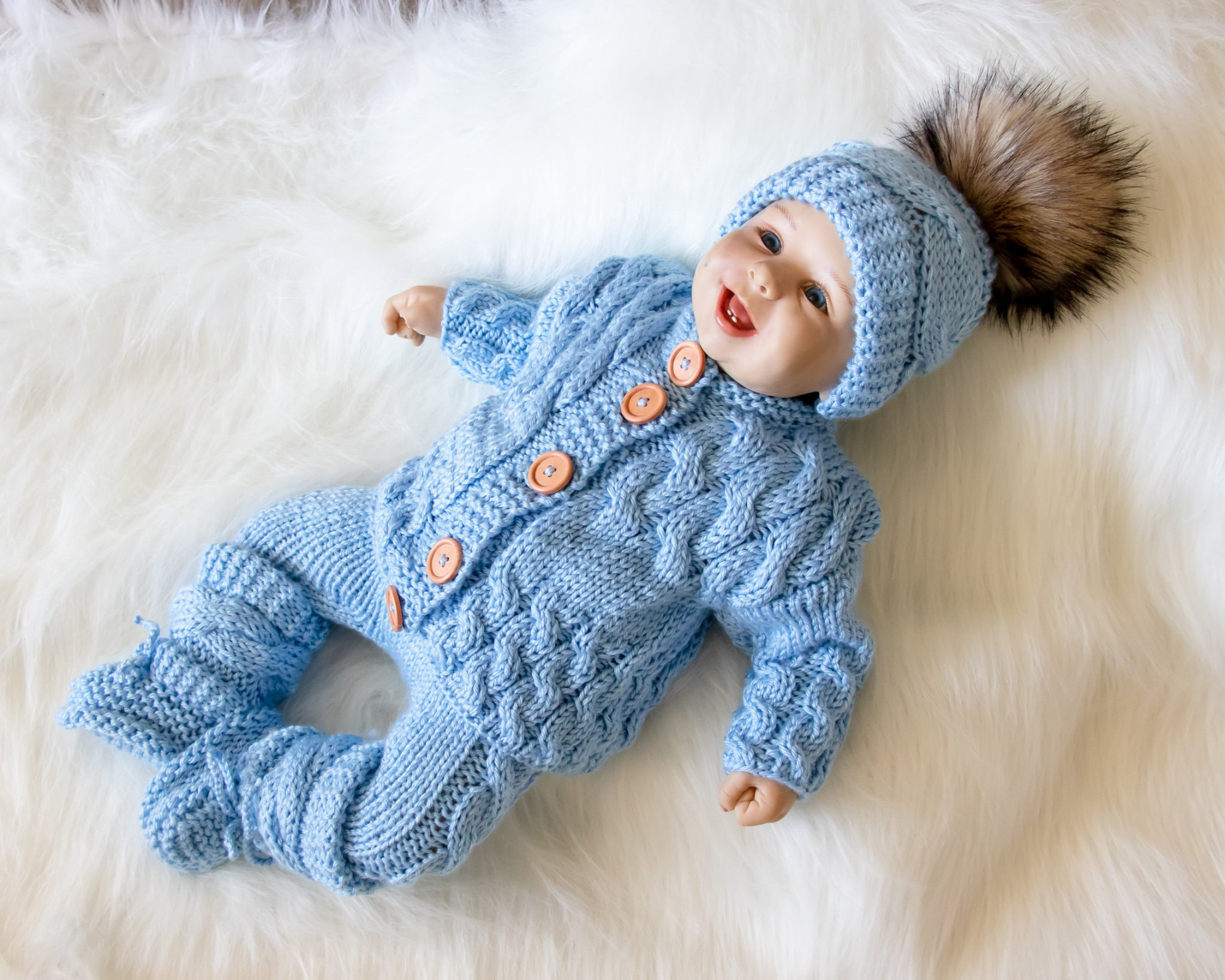 - months Baby boy coming home outfit, Blue outfit, Hand Knit