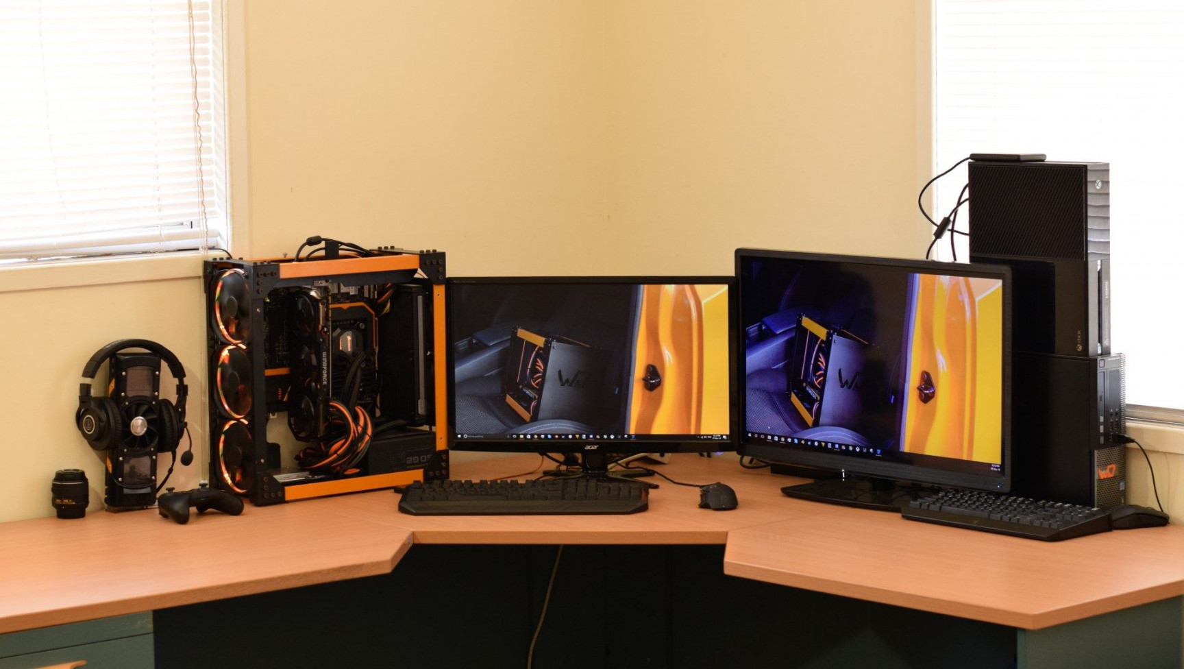 My Orange and Black Setup  Computer setup, Video game room design