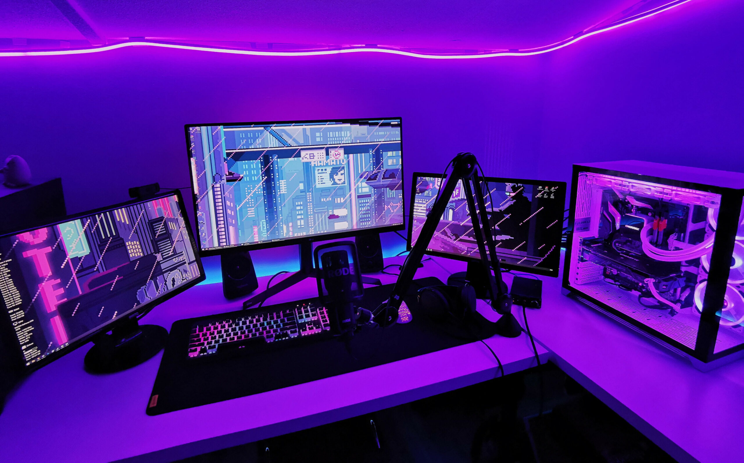 My Purple/Pink corner!  Gaming room setup, Computer gaming room