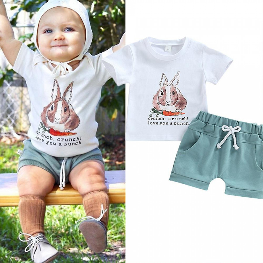 Newborn Baby Kids Boy Easter Outfits Shorts Set Summer Clothes Short Sleeve  T-shirts Tops Pocket Shorts