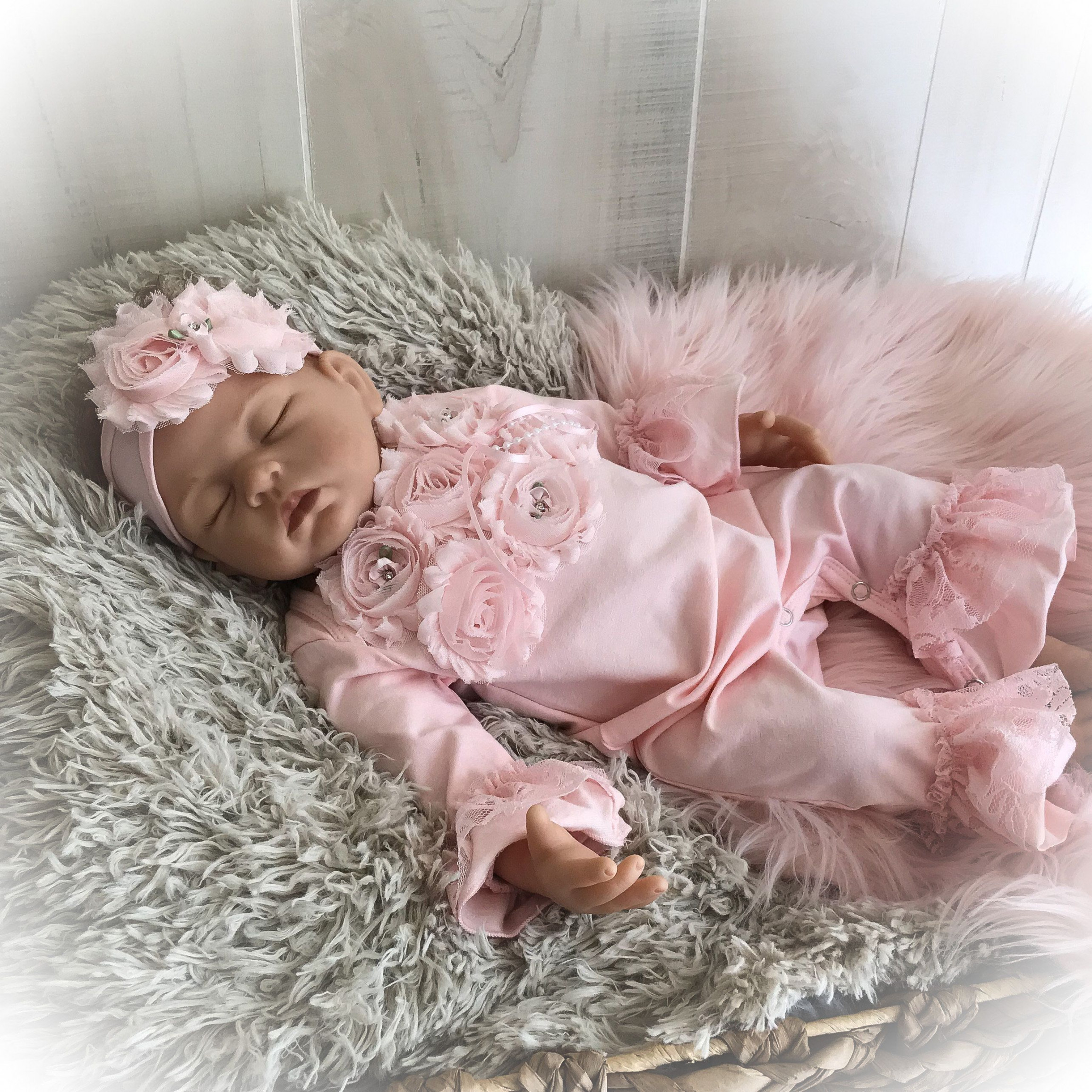 Newborn Girl Coming Home Outfit, Pink Ruffle Romper, Baby Girl