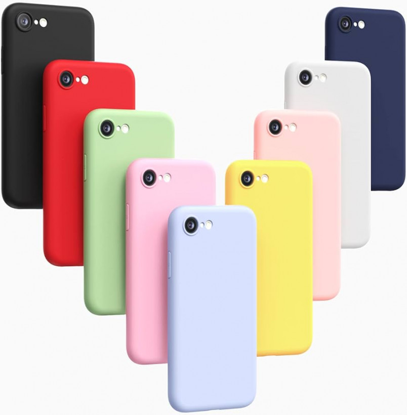 Oududianzi- X Hülle Kompatibel mit iPhone SE / /iPhone /,  [Regenbogen-Serie] Weich TPU-Silikon Handyhülle, [ Schwarz, Weiß, Rosa,