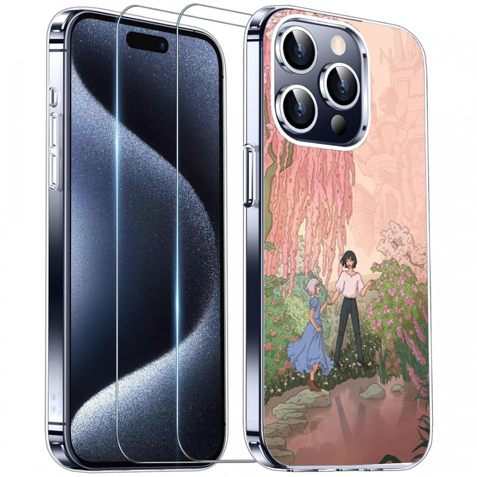 OVINDA Phone Case Cover Kompatibel mit iPhone Ghibli Anime Studio Fantasy  Castle Moving Howls Flower Howl Spring für Phone  Plus Soft TPU Clear  Slim