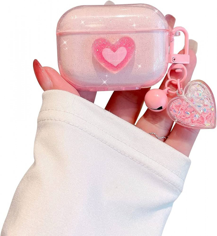 Ownest Compatible with AirPods Case, Cute D Heart Clear TPU