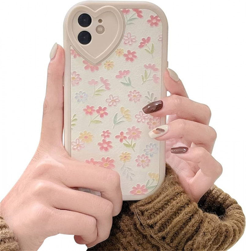 Ownest Kompatibel mit iPhone  Hülle Cute Love Herzen Blumen Handyhülle  Mädchen Girls Silikon Case Liebe Flowers Muster Frauen Objektiv  Kameraschutz