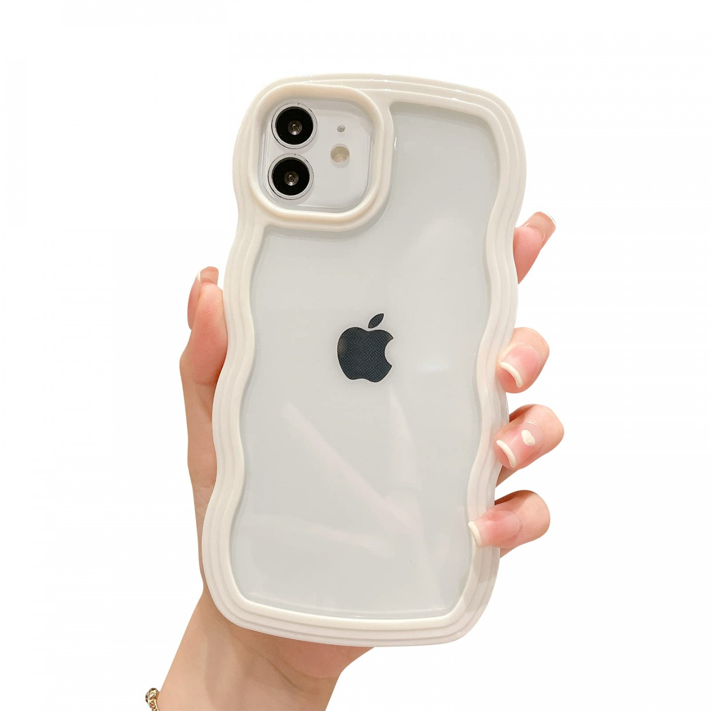 Ownest Kompatibel mit iPhone  Hülle, iPhone  Curly Case Transparent  Aesthetic Silikon Süßes Wave Frame Shape TPU Bumper Einfach Wellen Design  für