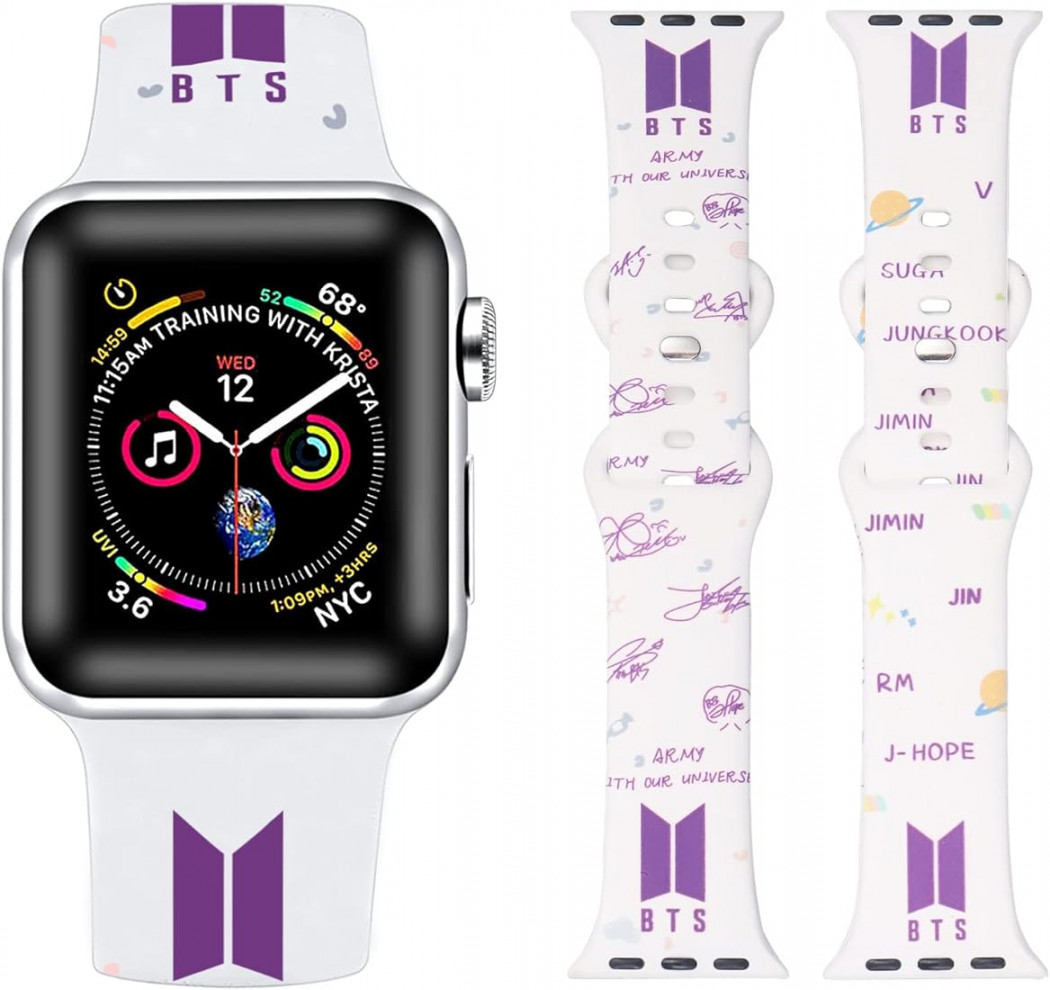 Pack Kpop BTS Bands Compatible with Apple Watch Strap  mm  mm  mm   mm  mm  mm, Soft Silicone Sports Band for iWatch Series      SE