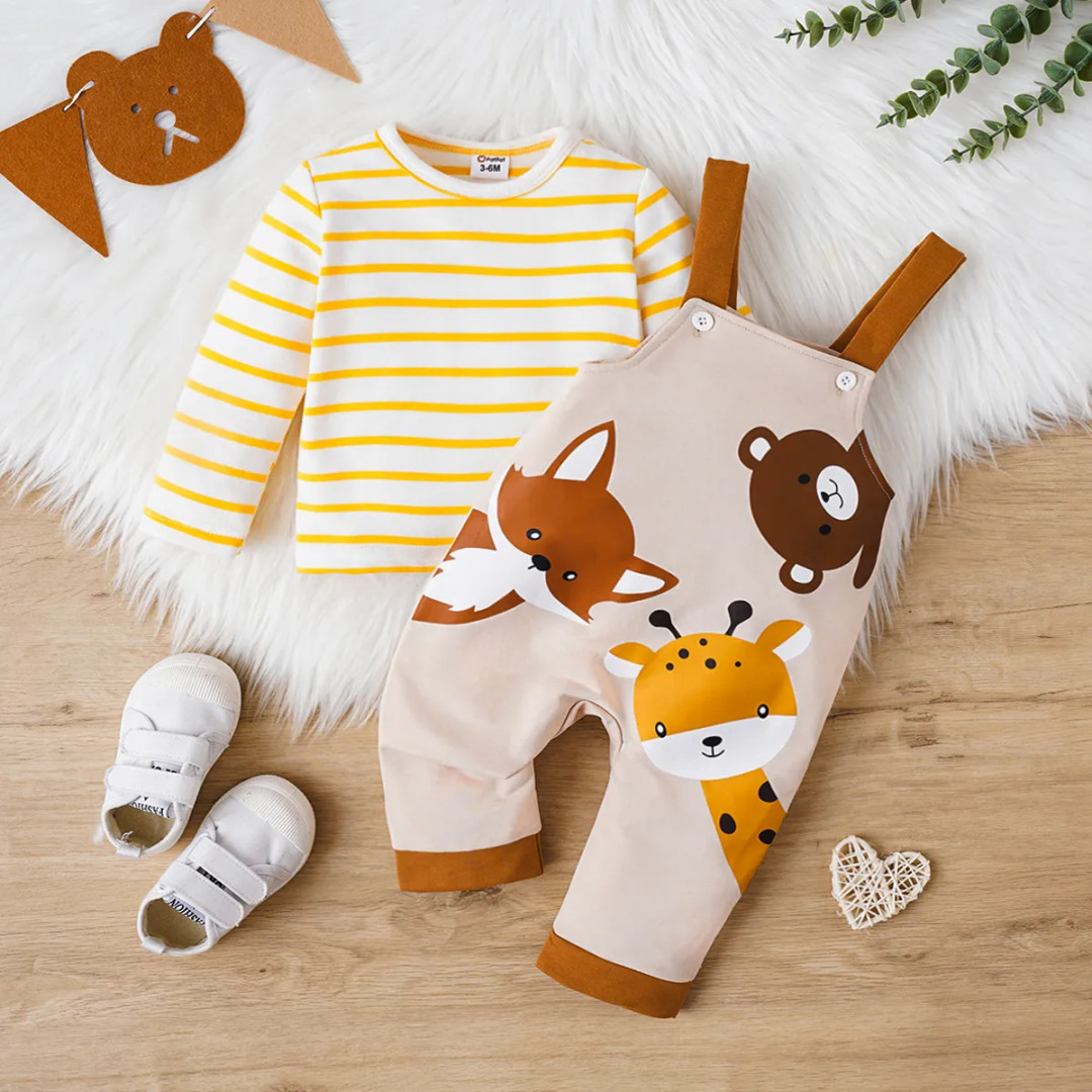 pcs Baby Girl/Boy Animal Pattern Long Sleeve Set Only د.ب.‏