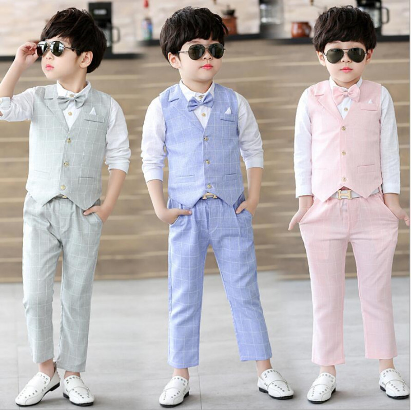 pcs Kids Boy Formal Wedding Suit Vest+Shirt+Pants Concert Party