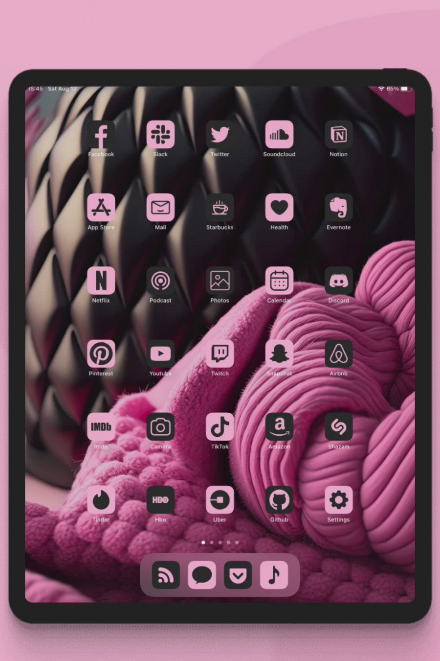 Pink Aesthetic - Pink and Black Wallpaper Backgrounds - iOS  Home Screen  Ideas - Pink iPad Theme