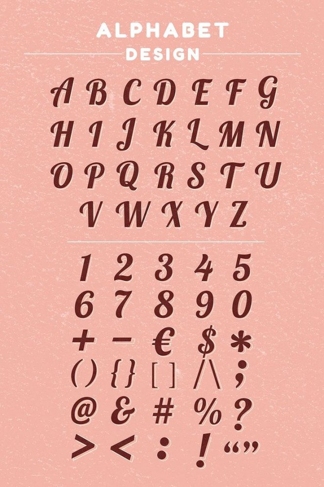 Printable a to z, zero to nine, and symbols handwriting alphabet