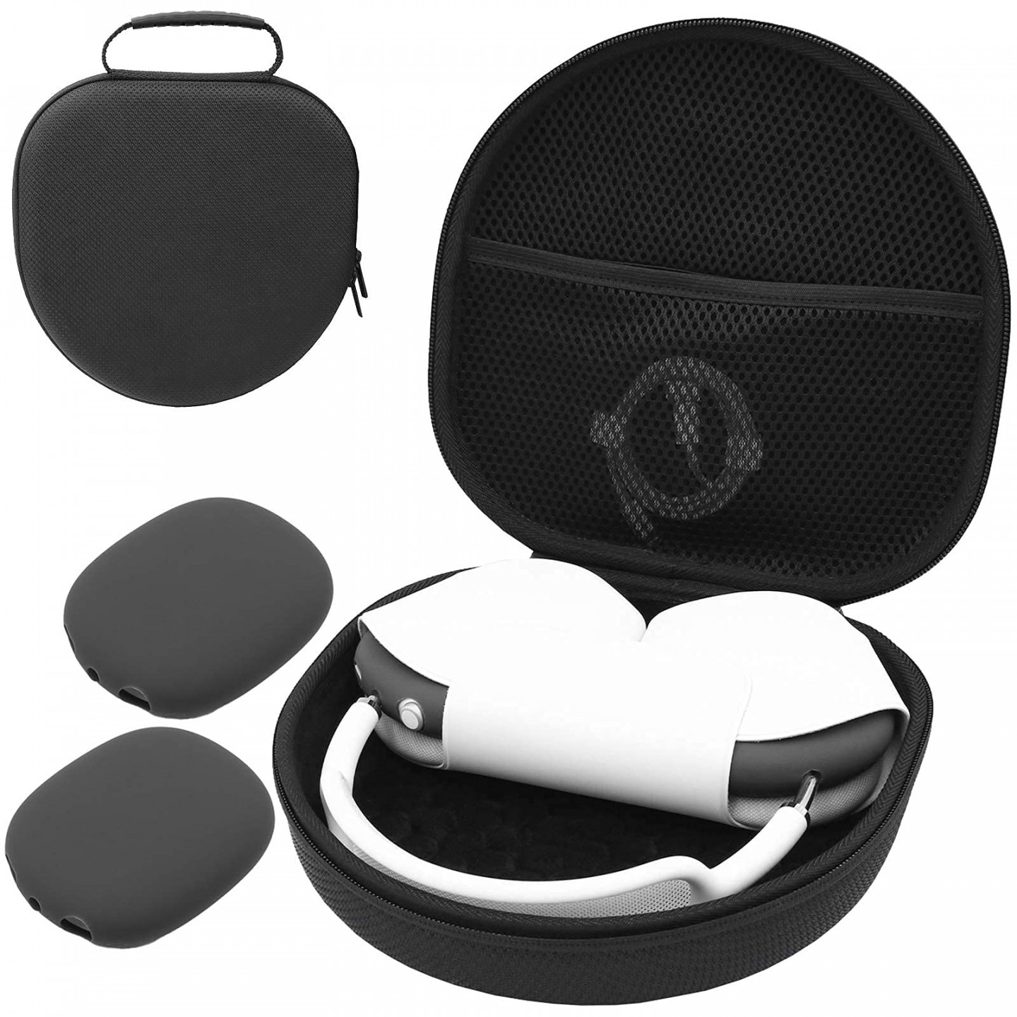 ProCase Hart Kopfhörer Tasche für AirPods Max mit  Smart Silikon  Schutzhüllen, Hardshell Eva Tragetasche Headset Hülle Case -Schwarz