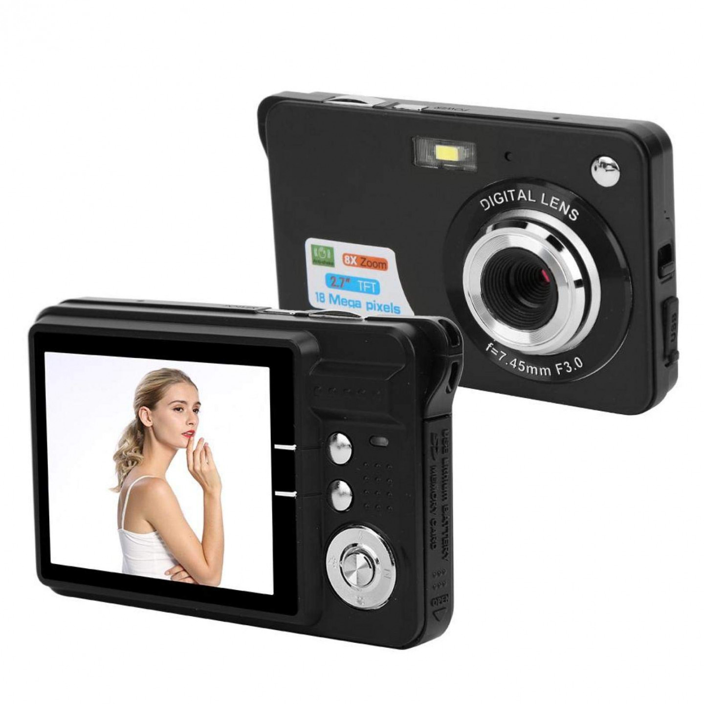 PUSOKEI  MP Digitalkamera, Videokamera mit ,-Zoll-LCD-Display,  -facher Digitalzoom, Autofokus, Unterstützung für 3-GB-Speicherkarte,